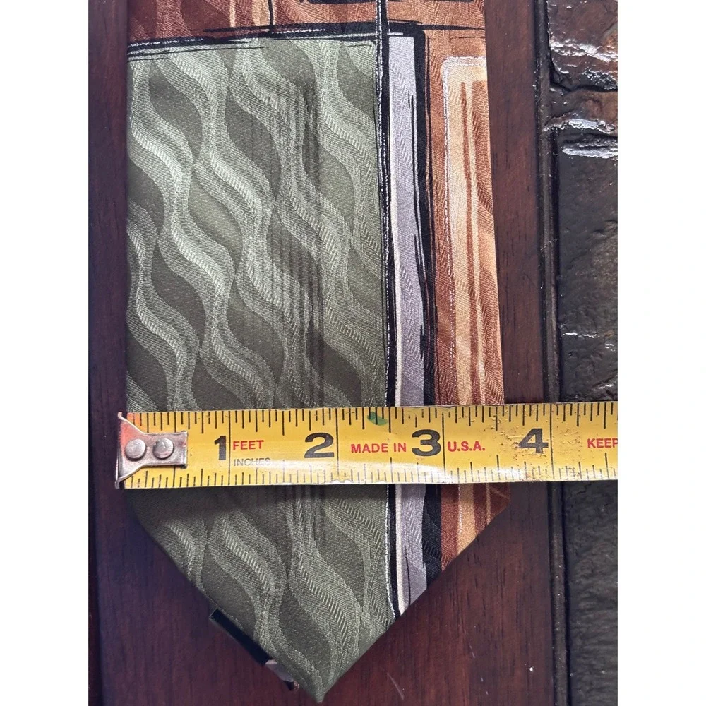 Lot of 2 Arrow USA 1851 Men's Necktie Green Brown Swirl Abstract Business Casual